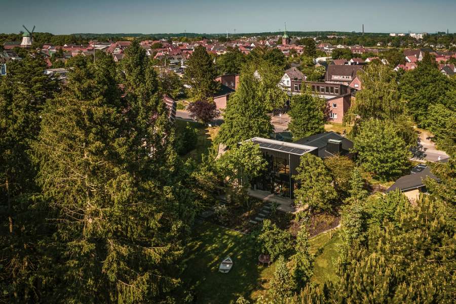 Architect pays attention to the details in a villa with a natural view and façade cladding in steel and stone, Konsul Lorenzen Straße 5, 24376 Kappeln, Germany